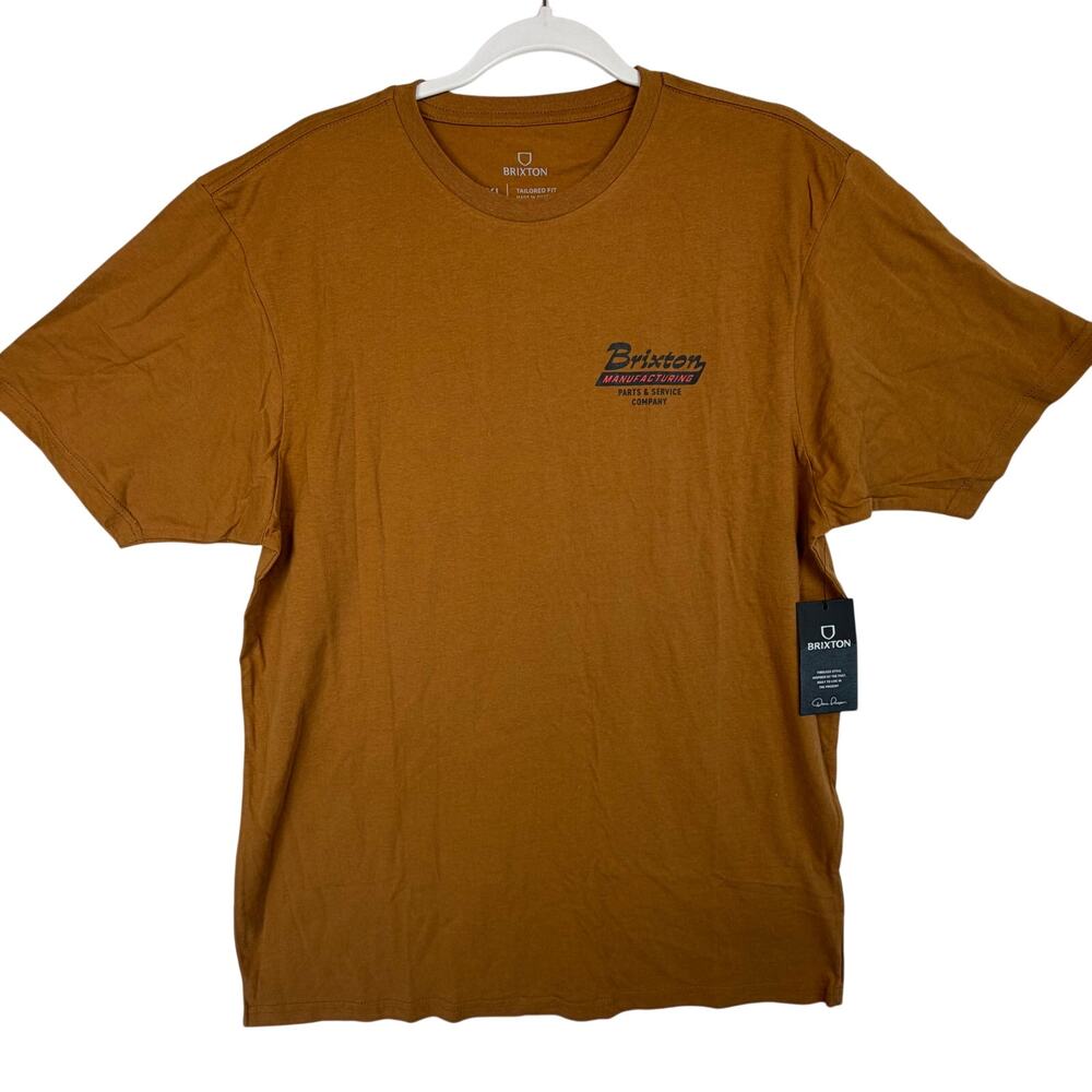 Brixton Township Graphic Tee Shirt Mens Size XL Washed Copper Brown Tailored Fit
